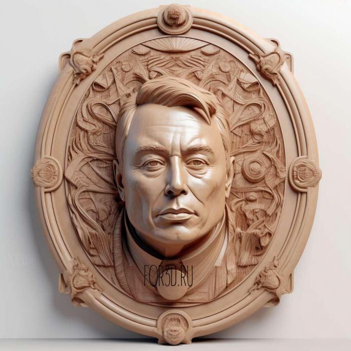Elon Musk head 4 stl model for CNC